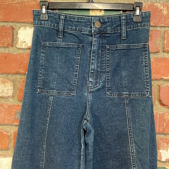 Show Me Your Mumu Slim Retro '70s High Waist Farrah Flare Trouser Downpour New - Picture 4 of 8